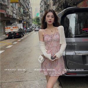 QIUROUYAO Floral Ruffle Sundress - Boho Chic Summer Dress